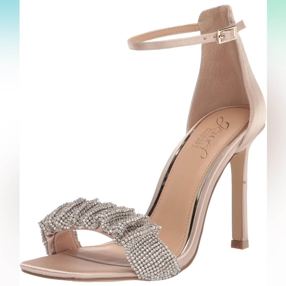 • Jewel Badgley Mischka • Ridley Bejeweled Strap Stiletto Heel • 8.5 •